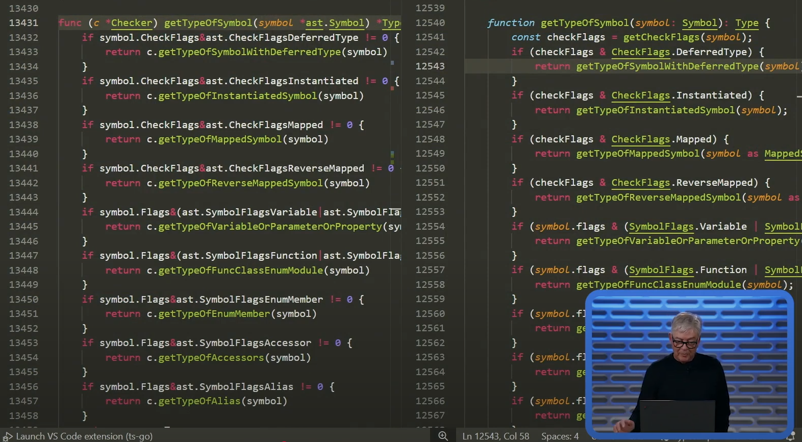 A still showing a Go and TypeScript codebase looking very similar